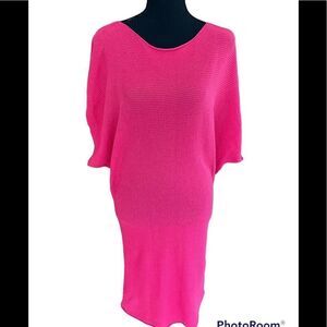 MODA International knit bodycon style dress with batwing sleeves, pink, size M